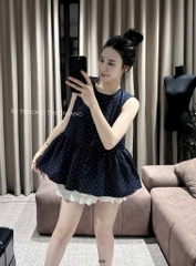 SET ÁO CHẤM BI CHÂN VÁY TRẮNG NỮ
