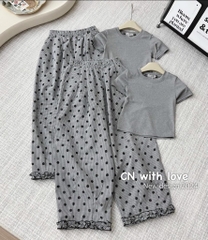 SET ÁO TĂM PHỐI QUẦN CHẤM BI NỮ