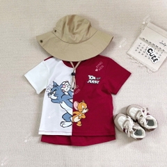 SÉT BỘ COTTON TOM & JERRY TONE TRẮNG ĐỎ CHO BÉ TRAI
