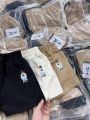 SET 3 QUẦN ĐÙI KAKI THÊU GẤU ĐEN TRẮNG NÂU BÉ TRAI SẴN(XẢ 89k)