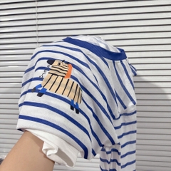 SET BỘ ÁO KẺ XANH DÀI TAY KÈM QUẦN ĐÙI NỮ THU ĐÔNG