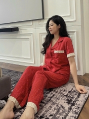 SET BỘ ĐỎ CHẤM BI VIỀN REN CỘC TAY NỮ SẴN