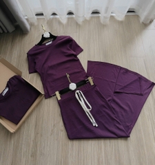 SET BỘ TÍM ÁO CROP MIX CHÂN VÁY DÀI NỮ SẴN