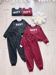 SET NỈ LÓT LÔNG NAVY PHỐI LEN HÀNG QC NỮ THU ĐÔNG SẴN (SALE 199k)