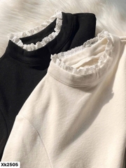 SET 2 ÁO ZIP NỈ LÔNG PHỐI REN NỮ THU ĐÔNG