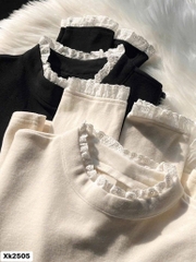 SET 2 ÁO ZIP NỈ LÔNG PHỐI REN NỮ THU ĐÔNG