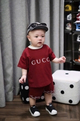 SET BỘ GU.CCI ĐỎ ĐÔ PHỐI CỔ TRẮNG CHO BÉ YÊU NEW(XẢ 39k)