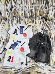 SÉT ÁO POLO GẤU WHO.AU QUẦN SHORT JEAN KHÓI BÉ TRAI NEW( xả 79k)