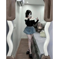 CHÂN VÁY BÒ NỮ DÁNG NGẮN 2 MÀU