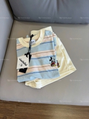 SET ÁO KẺ XANH QUẦN ĐÙI TRẮNG MICKEY NỮ (LOẠI ĐẮT)