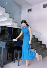 VÁY LỤA CỔ ĐỔ LI EO 2 MẪU( 99k)