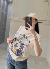 ÁO PHÔNG IN HÌNH HOẠ TIẾT CỘC TAY NỮ (XẢ 50k)