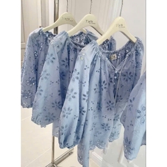 SET BỘ BÈO XANH DƯƠNG HOẠ TIẾT HOA NỮ