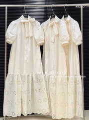 VÁY SUÔNG MAXI NƠ CỔ NỮ SẴN ( XẢ 99k )