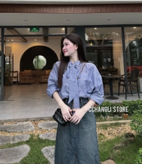 CHÂN VÁY BÒ NỮ DÀI TUA RUA SẴN