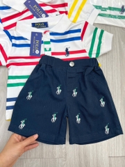 SÉT ÁO POLO SẮC MÀU QUẦN KAKI THAN THÊU TRÀN BÉ TRAI