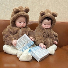 ÁO LÔNG MŨ TAI GẤU DÀI TAY BÉ TRAI BÉ GÁI