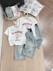 SET JEAN STRAWBERY BÉ TRAI BÉ GÁI (Xả 65k)