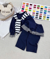 SET BỘ NỈ 2 DA KÈM KHĂN BÉ GÁI MÀU THAN