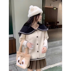ÁO LEN CARDIGAN 2 MÀU CỔ THUỶ THỦ NỮ THU ĐÔNG SẴN
