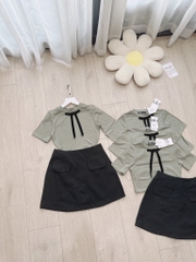 SET BỘ ÁO LEN DÍP CỔ NƠ CV A NẮP TÚI SẴN (SALE 119k)