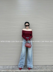 QUẦN JEAN NỮ SUÔNG TÚI VUÔNG MÀU XANH SẴN (xả 89k)