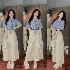 SET SƠ MI XANH KÈM CHÂN VÁY THÔ NỮ (XẢ 119k)