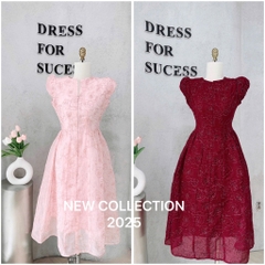 VÁY TƠ KIM SA 2 LỚP TAY BỔNG KHOÁ TRƯỚC NỮ SẴN(SALE 148k)