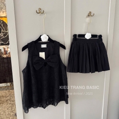 SET ÁO REN MIX CHÂN VÁY XẾP LY  Nữ