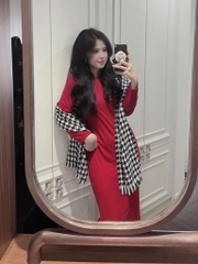VÁY ZIP ĐỎ XẺ SAU NỮ THU ĐÔNG SẴN
