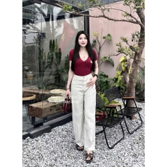 QUẦN BÒ NỮ TRẮNG THÊU CHANEL ĐỎ TÚI SAU SẴN (SALE 97k)