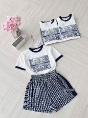 SET CỘC DIOR ÁO THUN MIX SHORT HOẠ TIẾT NỮ