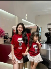 SET ÁO KARL ĐỎ CỘC TAY BỐ MẸ CON