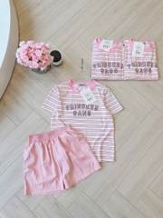 SET BỘ ÁO HỒNG KẺ PRINCESS GANG NỮ SẴN