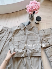 SET CHÂN VÁY LY TÚI HỘP CHUN GẤU NỮ SẴN