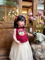 SET YẾM LỤA CHÂN VÁY GẤM BÉ GÁI