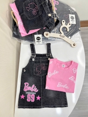 SET ÁO HỒNG IN TRÀN MIX YẾM JEAN BARBIE BÉ GÁI