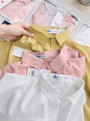 ÁO SƠ MI GU TÚI TRƯỚC HỒNG TRẮNG NỮ SẴN (SALE 80k)