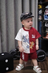SÉT BỘ COTTON TOM & JERRY TONE TRẮNG ĐỎ CHO BÉ TRAI