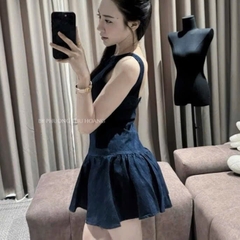VÁY BÒ NỮ - VÁY BÒ GIẤY HỞ LƯNG SẴN