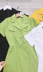 VÁY NỮ CỔ VEST NẮP TÚI LI GẤU
