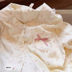 SET BỘ PIJAMA ÁO DÀI QUẦN DÀI HOA NHĂN NỮ