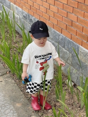 SET BỘ ÁO TRẮNG QUẦN KẺ ĐEN CARO BÉ TRAI