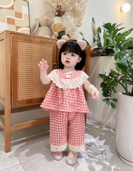 SET KẺ PHỐI REN ĐÍNH NƠ BÉ GÁI