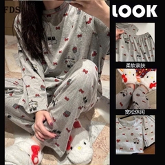 SET BỘ NGỦ DÀI HELLO KITTY NƠ NỮ THU ĐÔNG