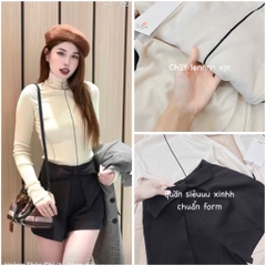 SET ÁO LEN HÀN CỔ CAO MIX QUẦN NƠ NỮ THU ĐÔNG SẴN (SALE 138K)
