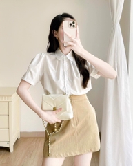ÁO SƠ MI GU LI XẾP CỔ SEN( XẢ 60k)