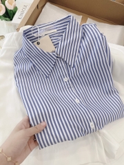 SET ÁO KẺ XANH MIX SHORT LI GẤU TO NỮ SẴN