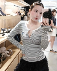COMBO 3 ÁO THUN ZIP THÊU GẤU DÀI TAY NỮ THU ĐÔNG