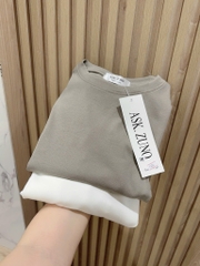 SET ÁO THUN ZIP 2 MÀU RÊU TRẮNG NỮ THU ĐÔNG